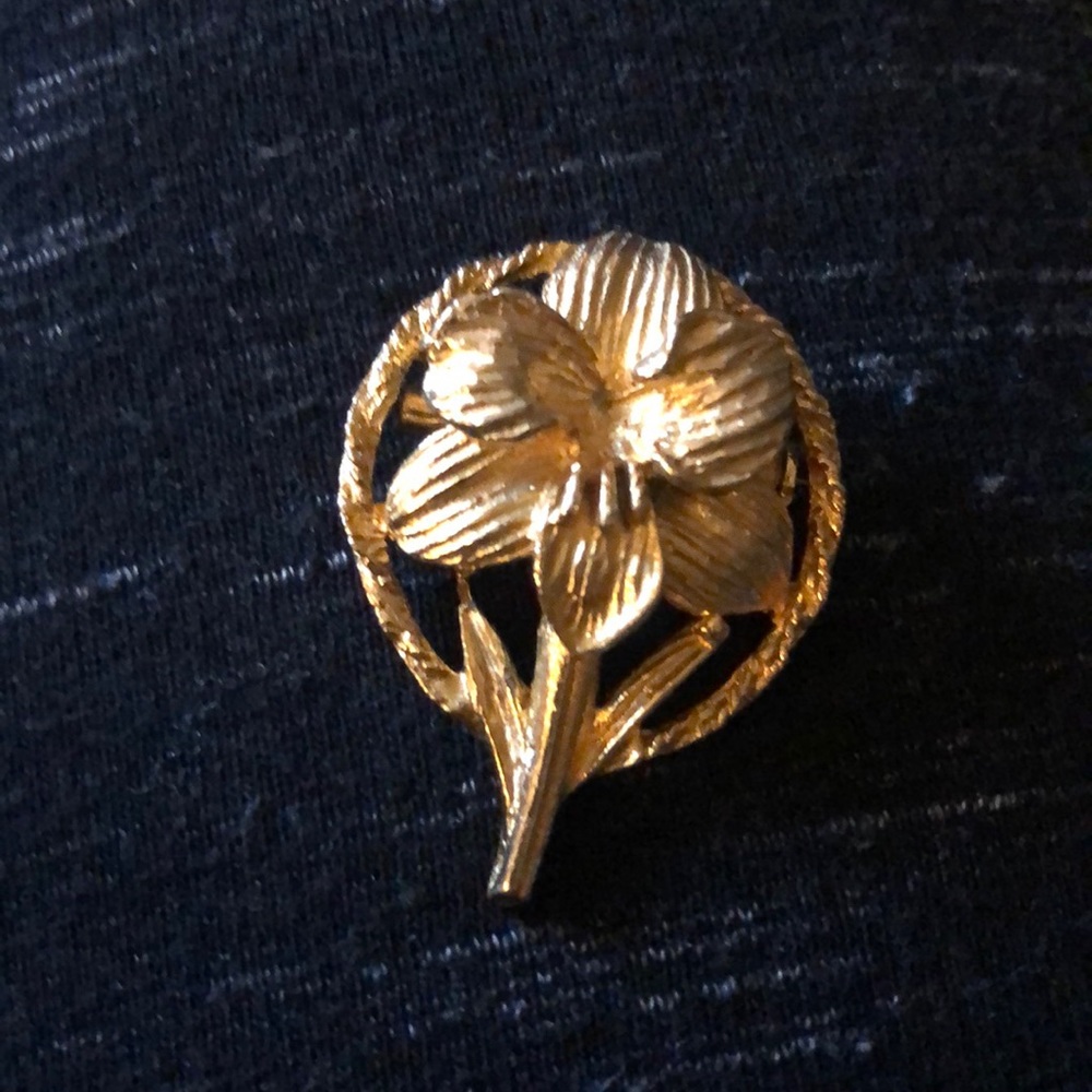 Vintage Gold Tiger Lily Pin